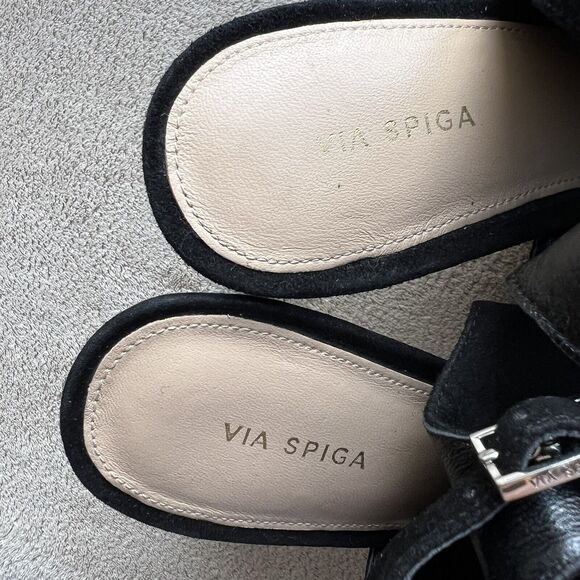 Via Spiga Teresa Black Suede Slingback Heeled Sandals Women 9 M Open Toe Classic - Picture 12 of 16